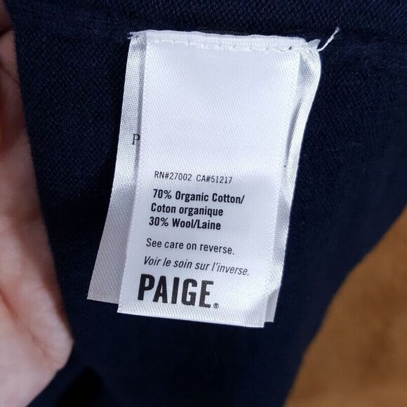 PAIGE Sweater Mens Small Navy Pullover Crew Organic Cotton Wool CHAMPLIN $199 - Picture 5 of 8